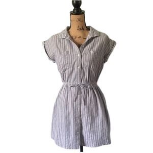 3/$20 Japana Striped Shirt Dress with Tie Around Elastic Waist (Size: Large)